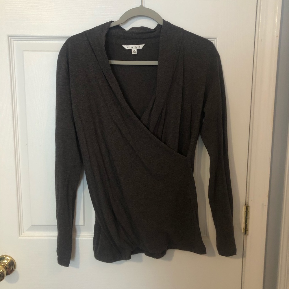 !!!!!!! LAST CHANCE CAbi Grey Knit Wrap Top Blouse